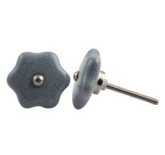 Grey Star Shape Crackle Ceramic Cabinet Knob